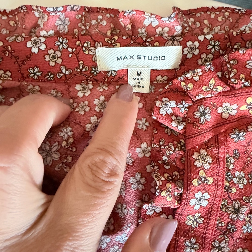 Max Studio Red Floral Top